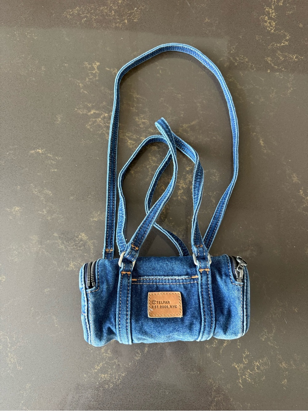 Telfar Denim Barrel Mini Bag - Dark Blue